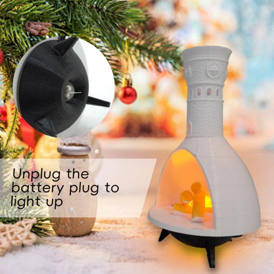 LED Miniature Fireplace Light Luminous Tabletop Fireplace Figurine Desktop Night Light Ornament for Home Holiday Decor