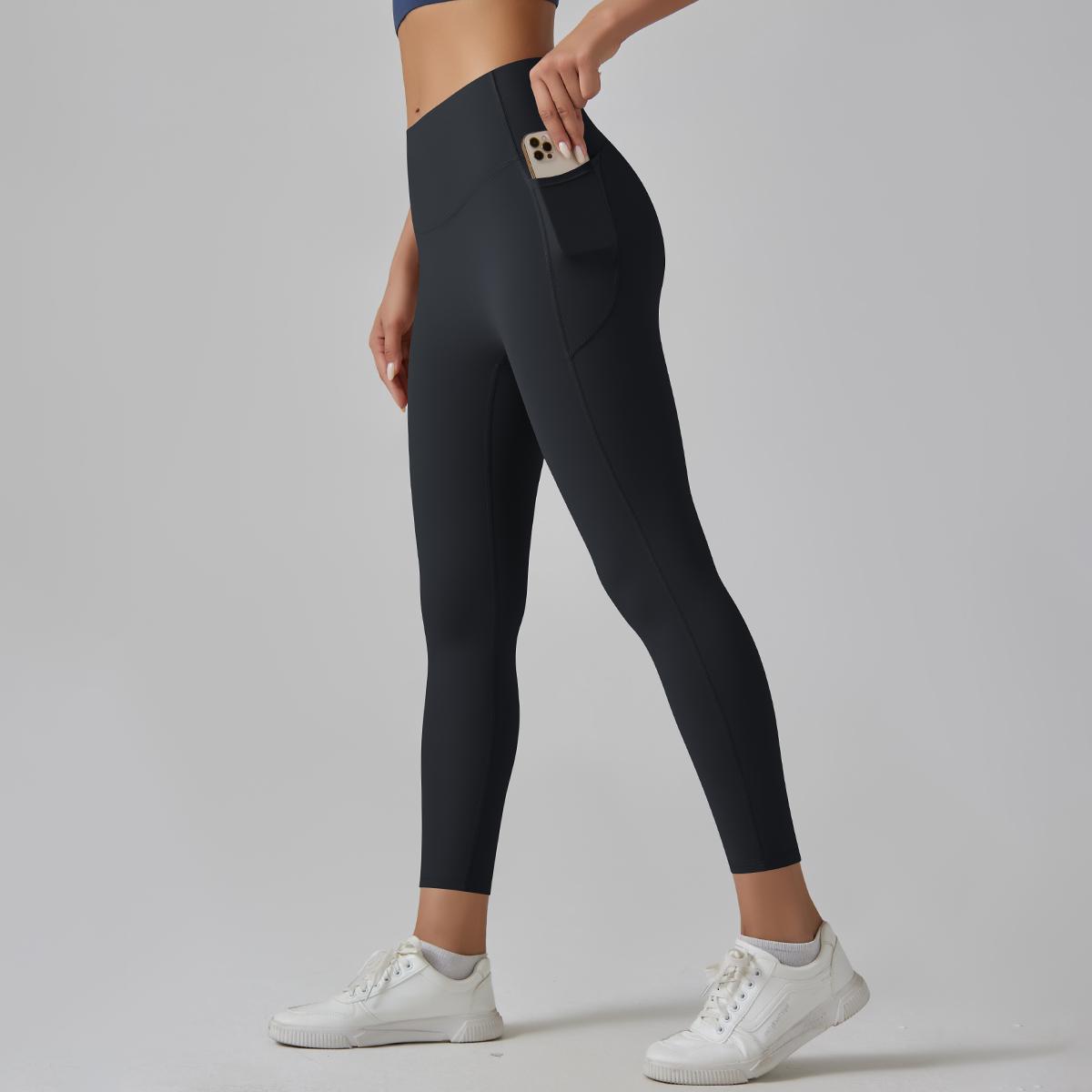 

Жіночі штани для йоги Nessaj з кишенями Тренувальні штани з високою талією для контролю живота M чорний