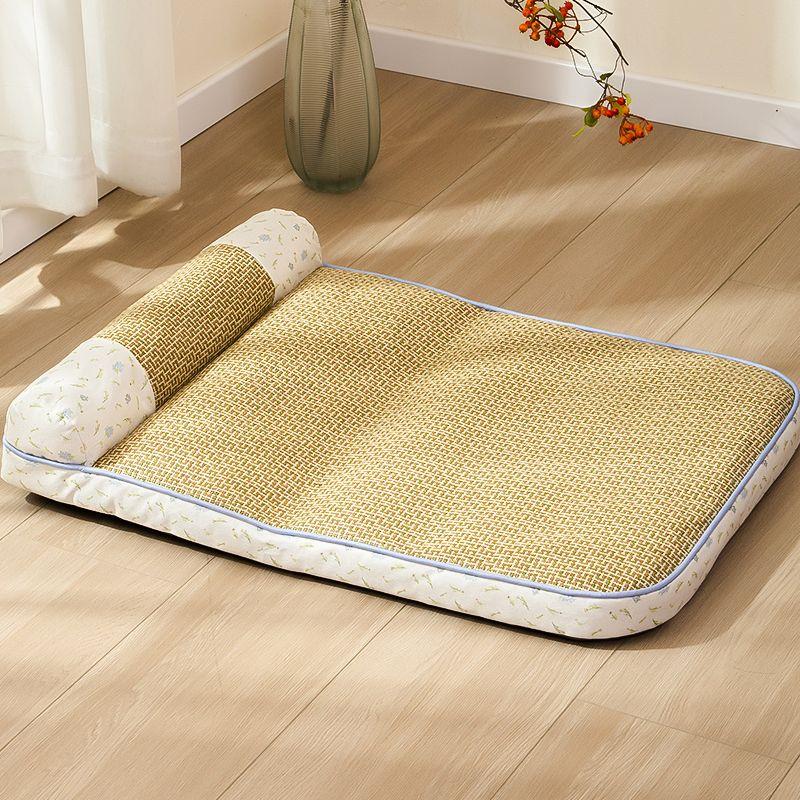 

Summer Mat Breathable Rattan Pet Supplies Kennel Grass flower small size 55*40*12cm