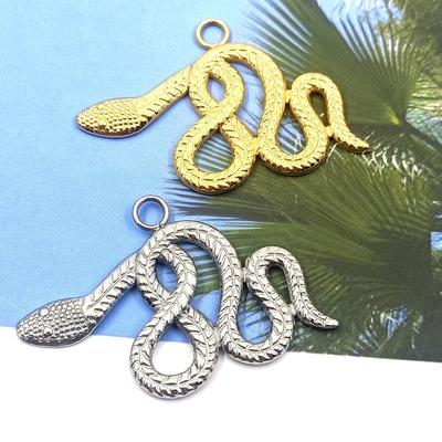Gold-Plated Titanium Steel Snake Pendant Necklace - Zodiac Snake Jewelry Accessory