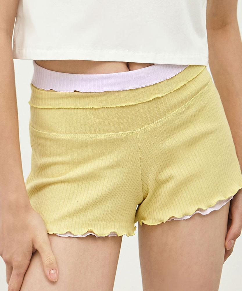 Debiweeo Women'S Yoga Wear Devi-B0061-Lemon Pilates Viviana Ribbed Shorts
