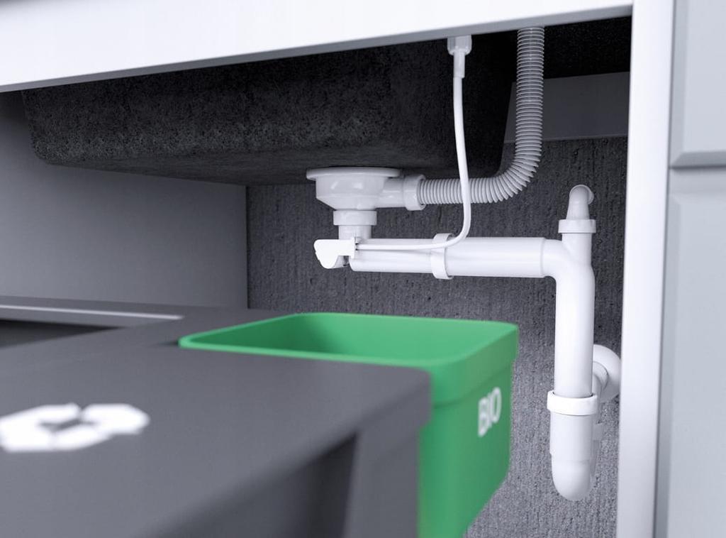 Siphon 35 mit Überlauf und Stöpsel für ein einbeckeniges platzsparendes Spülbecken