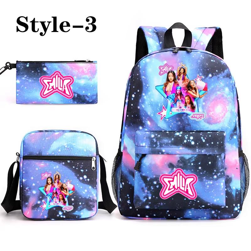 Neue Mode Emilia Mernes 3-teiliger Rucksack Jungen Mädchen Schule Emilia Mernes Rucksack Umhängetasche Federmäppchen Schultasche