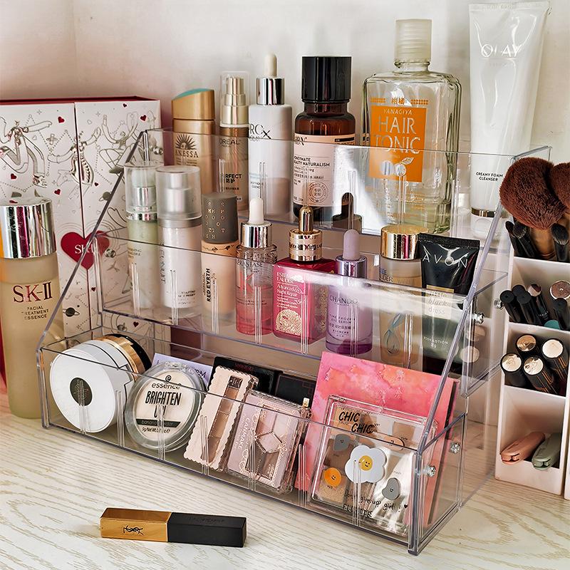 Clear Tiered Skincare and Makeup Organizer Box