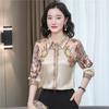 Dámská luxusní vintage halenka s paisley potiskem Elegantní saténová košile s dlouhým rukávem na knoflíky Ležérní elegantní top