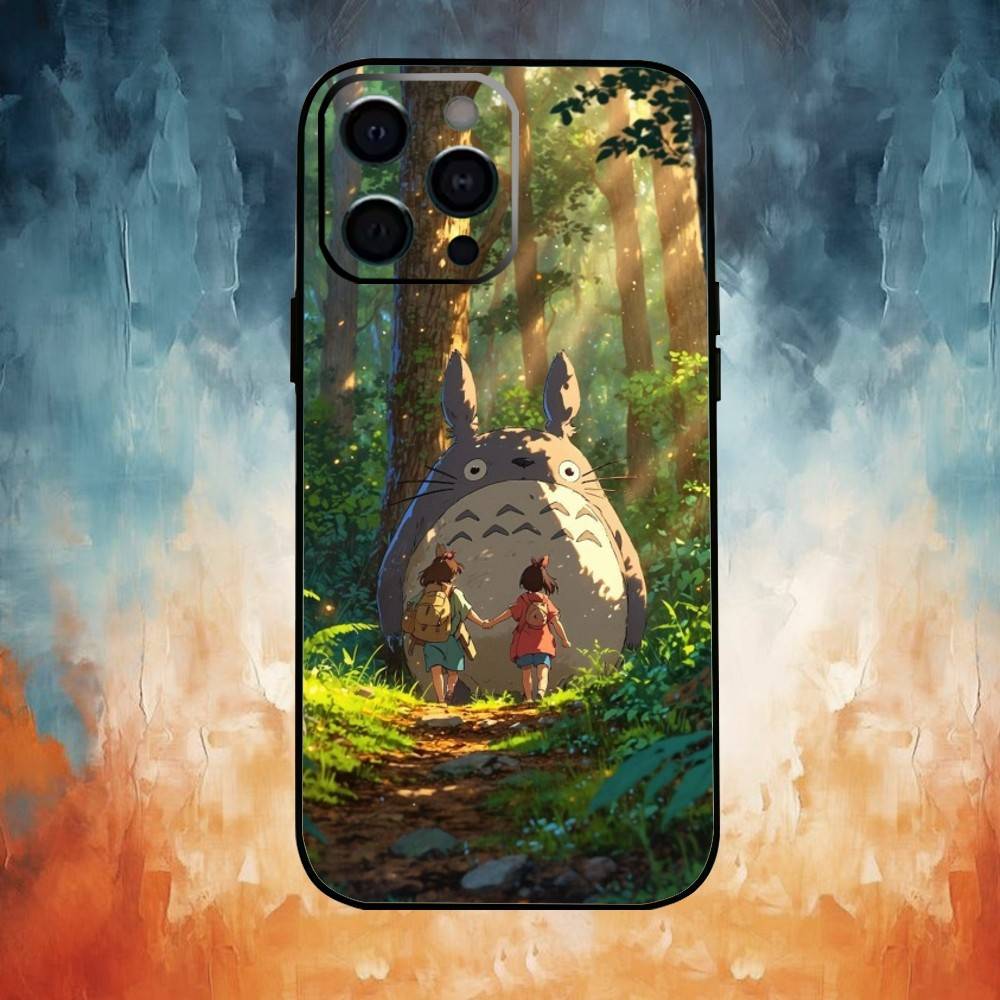 H-Hot Anime Cute Totoroes Phone Case For iPhone17,16,15,14,13,12,11 Plus,Pro Max Soft Black Cover