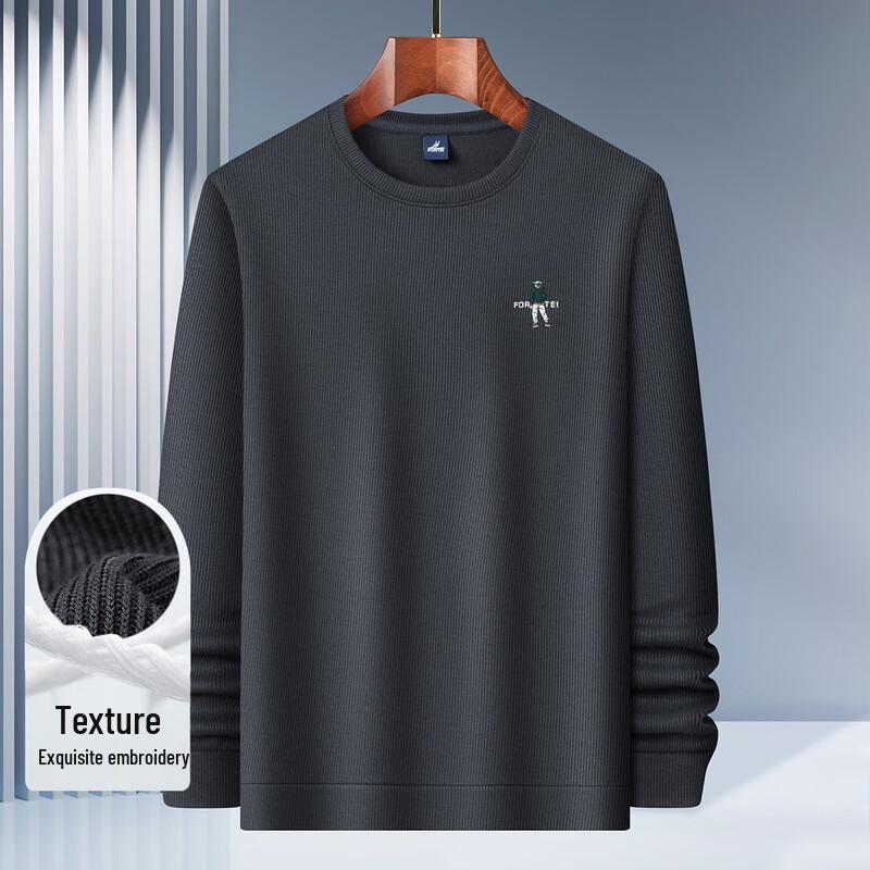 Futing Men's Easy-Care Anti-Wrinkle Round Neck Sweatshirt