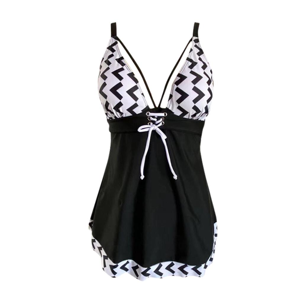 Women's Split Swimsuit Conservative Dress Boxer Shorts Swimsuit Open Back Swimsuit