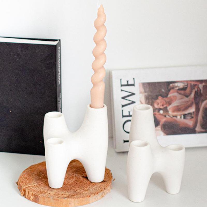 

3 головы керамический белый подсвечник матовый керамический подсвечник