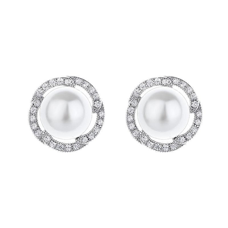 Natural Freshwater Stud Earrings Temperament Flower Earrings Women'S Light Luxury High-End Earrings