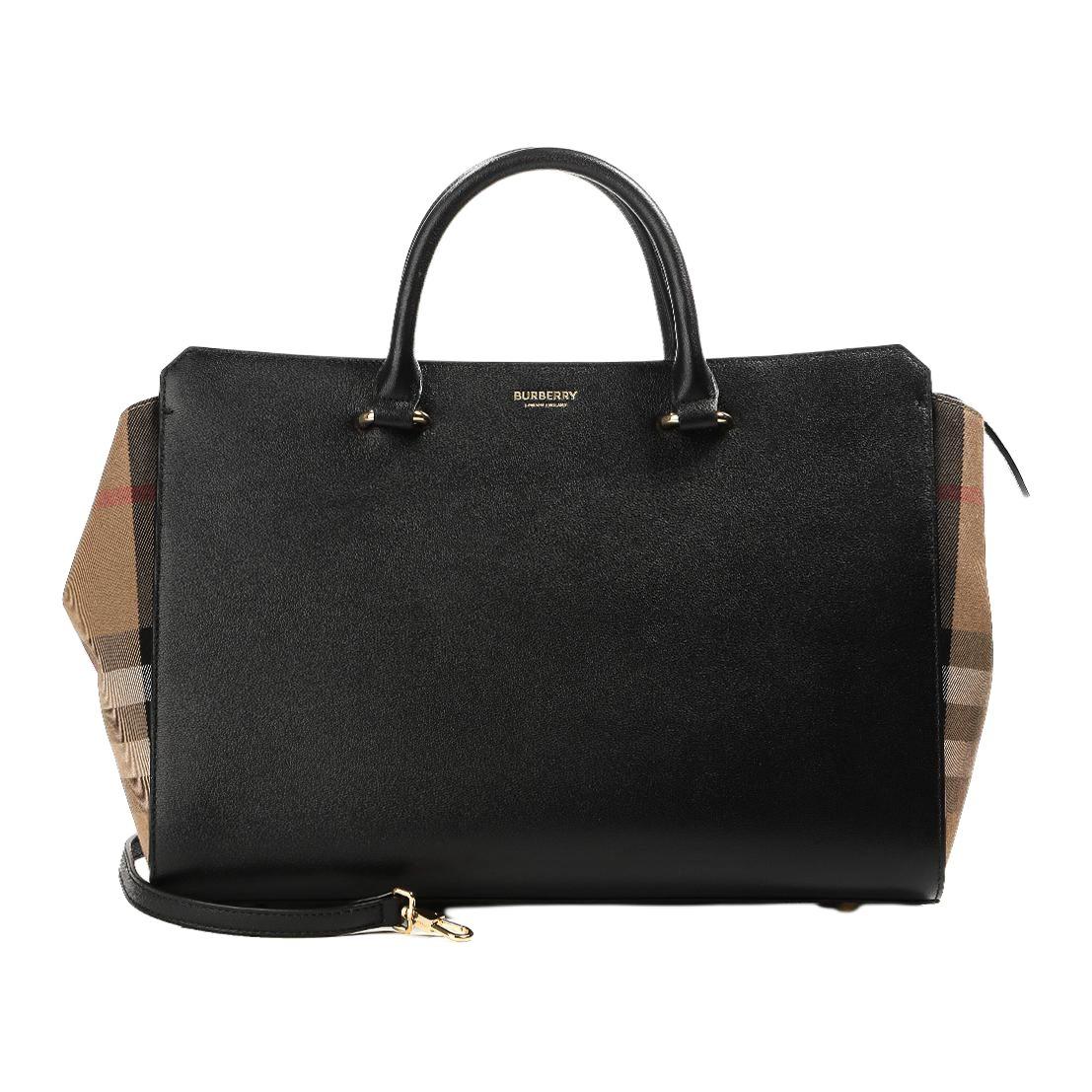 

Burberry Adjustable Detachable Shoulder Strap Zipper Closure Calfskin Shoulder Crossbody Tote Bag Women bags Black 80840221 Basic Set (Bag+Dust Bag)