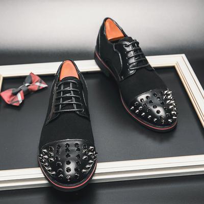 Nity Dekoracja Moda Męskie Zamszowe Skórzane Buty Metal Punk Scena Buty do Ubierania sznurowane Hippop Streer Style Buty PlusSize 38-48