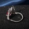 Micro Set Zircon Wing Shaped Red Zircon  Copper Color Rings Fashion Style Banquet Wedding Rings Women Rings Gift Girlfriend