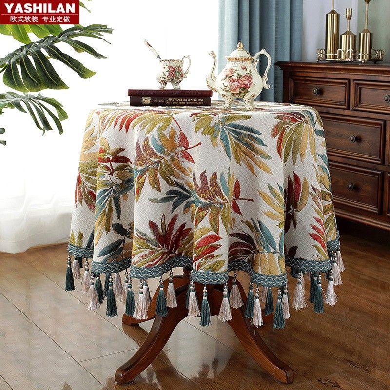 

round Tablecloth Fabric Northern European Style Cotton Linen Accessible Luxury Modern Rectangular Table Cloth round Tablecloth Coffee Table Pastoral