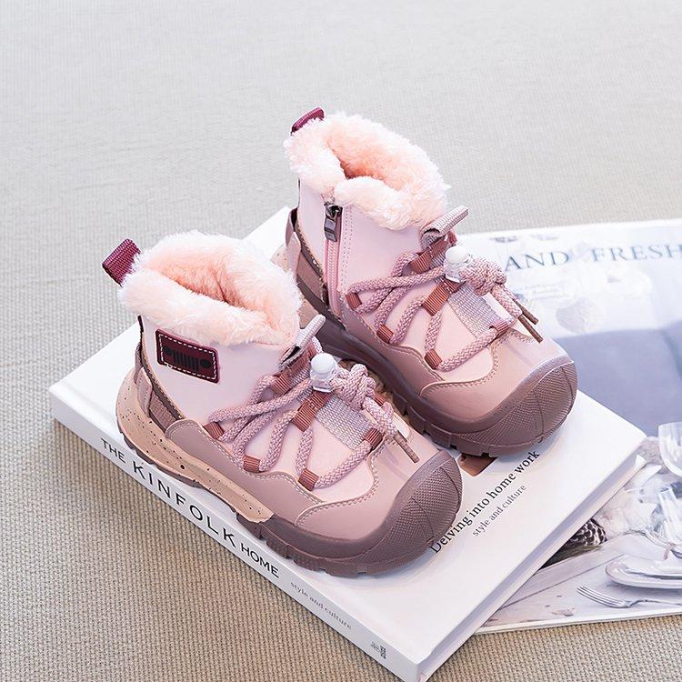 

Детские зимние сапоги на мягкой подошве 2025 зима новые водонепроницаемые нескользящие ботинки для мальчиков бархатные теплые хлопковые ботинки для девочек 37 yards inner length 23.2 cm розовый