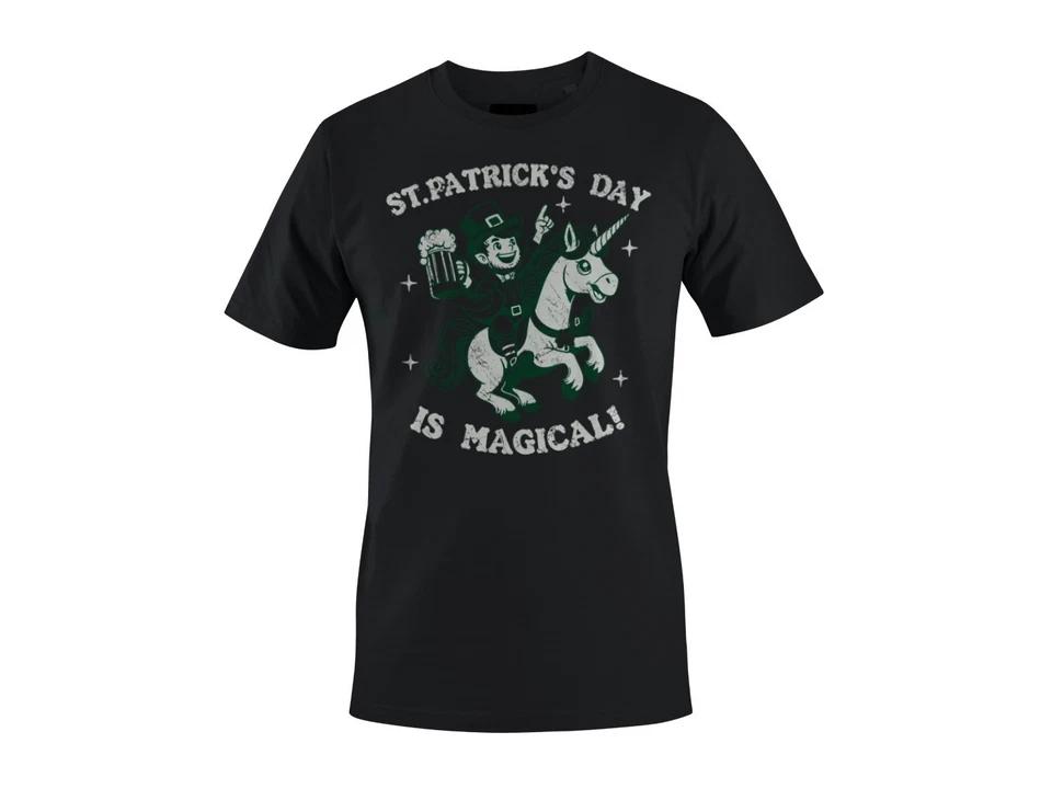 St. Patricks Day is Magical Leprechaun Riding a Unicorn Men s T-shirt XL