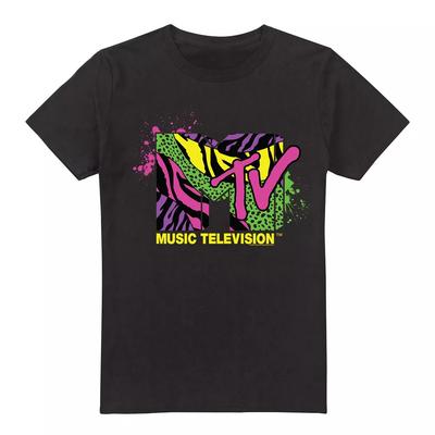 MTV Animal Print Logo 100% Cotton T-shirt Mens Tees Top S-2XL, Black