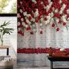 Open One Piece Of Vintage Floral Print Shower Curtain, Window Curtain With 12 Hooks Curtain For Windows