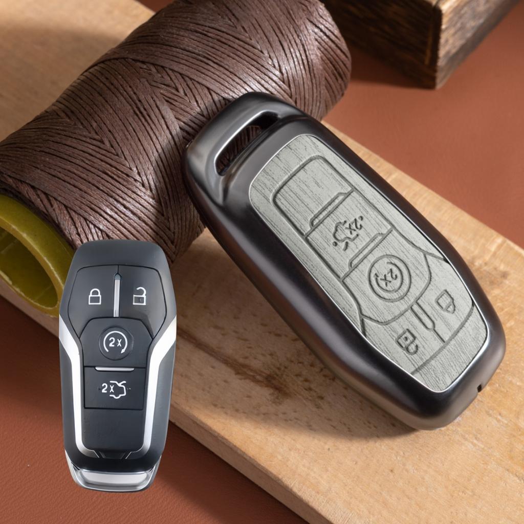 Metal Key Fob Case Cover Fit For Ford Fusion Mondeo Mustang F-150 Explorer Edge Auto Styling Key Fob Protective Key Ring