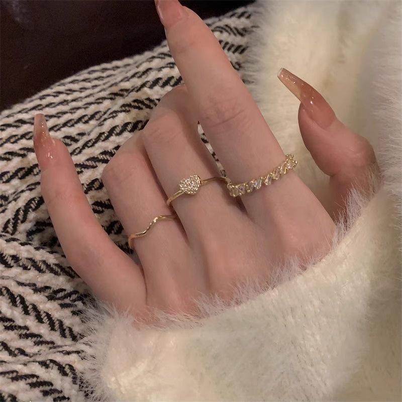 

Love wave zircon ring, the same ring, niche cold wind personalized jewelry women