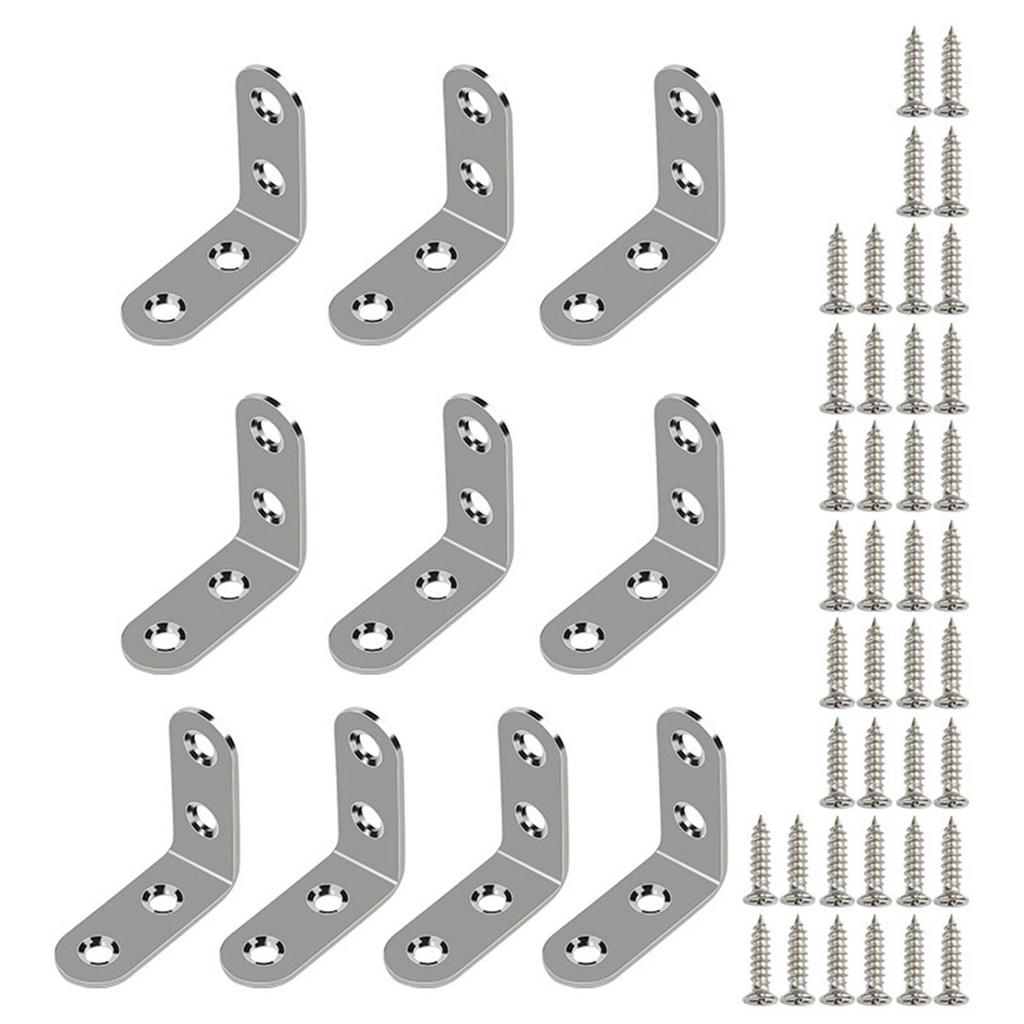 Upgrades Stainless Steel L Brackets Set Corner Braces with Screws Furniture Fixation Brackets Set for Furniture Assembly