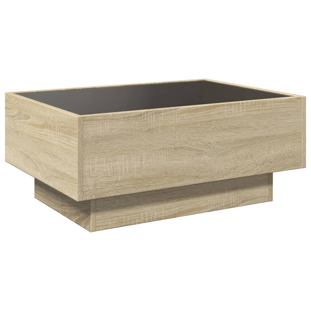 LED Coffee Table Sonoma Oak 70 x 50 x 30 cm Particleboard
