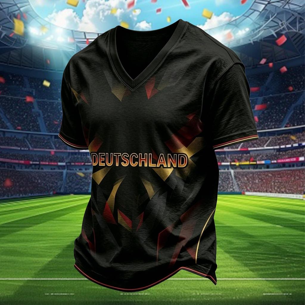Men's Casual Printed V Neck Lightweight Breathable Short Sleeve Shirt Suitable for Everyday Wear and Outdoor Activities