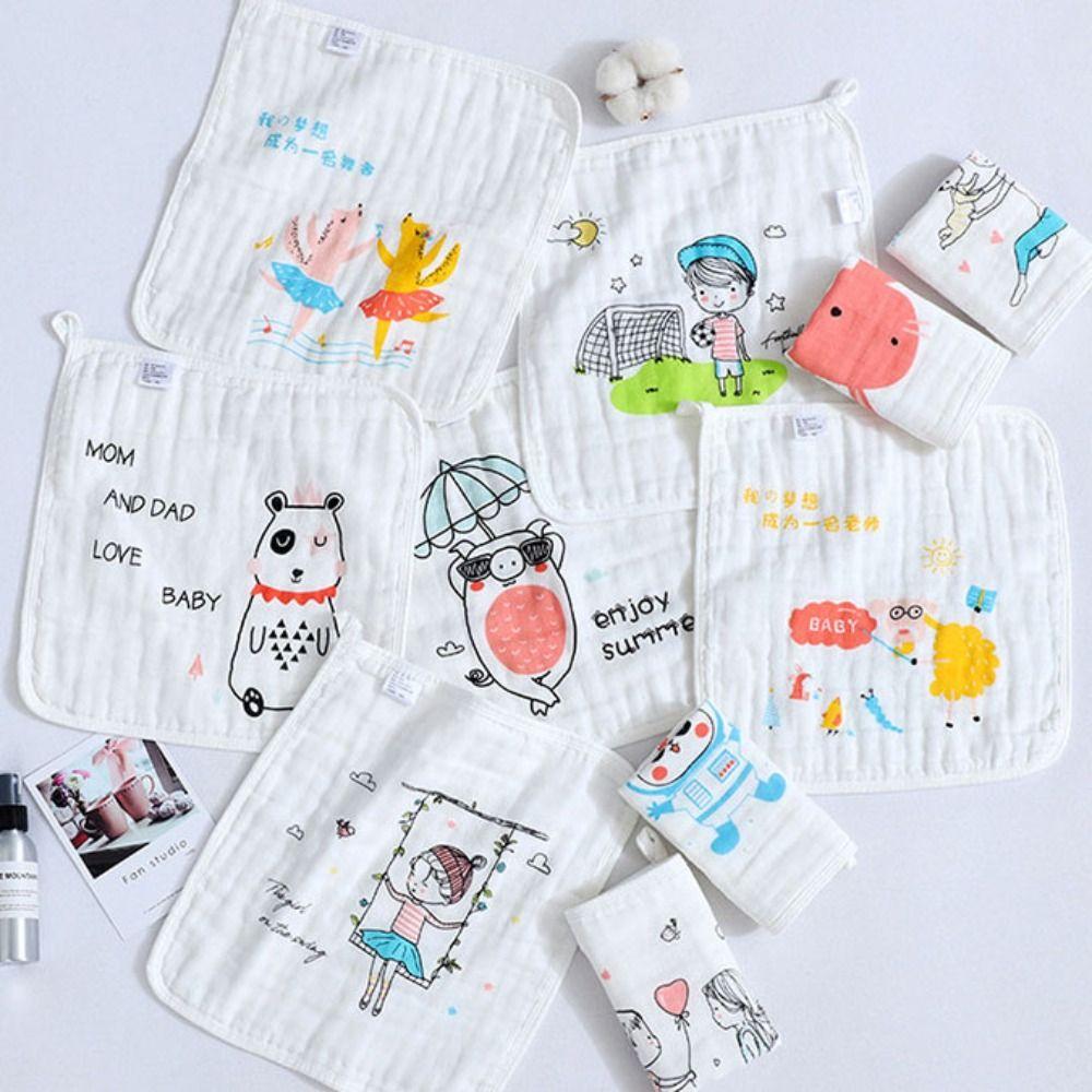 5PCS Face Wipes Baby Gauze Towels Super Soft Cartoon Infan Washcloth  Newborn Children