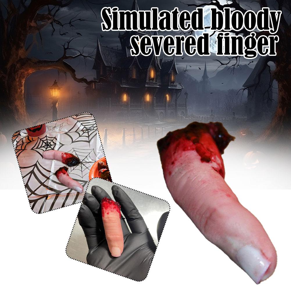 Halloween Horror Bloody Finger Prank Prop Bloody Severed Finger Finger Scary Realistic Bloody Severed Scary Fake Finger Pro V2E1
