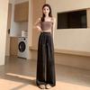Summer Jacquard Wide-Leg Pants Women's High Waist Casual Pants Black Spring Autumn Fashion Trousers