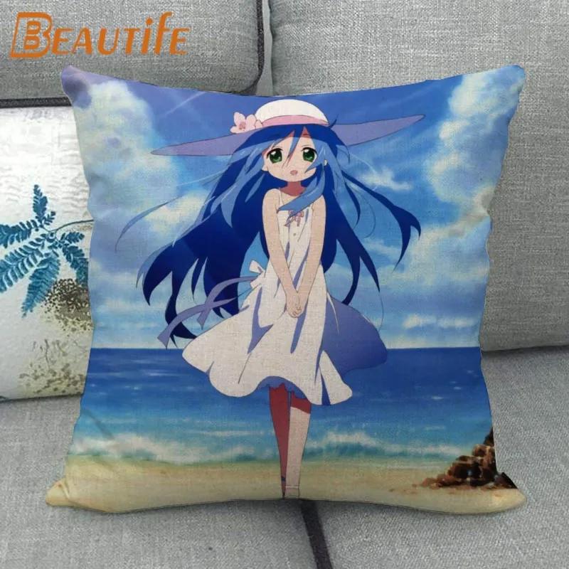 Custom Lucky Star Pillowcase Cartoon Girl Wedding Decorative Cotton Linen Pillow Case for Home Pillow Cover 45X45cm One Side