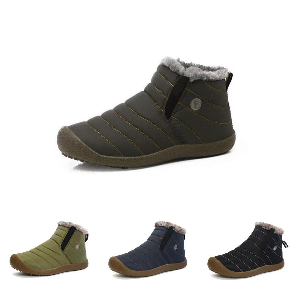 Fashion Men Winter Warm Fur-lined Ankle Snow Boots Shoes Waterproof And Cozy