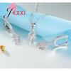 Love Wings Luxury Silver Color Color Jewelry Set For Women Shining CZ Crystal Earrings Necklace Set For Engagement Wedding