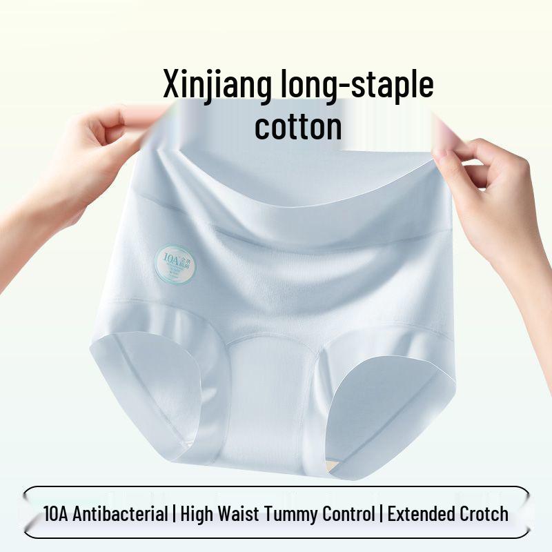 Women's Plus Size High-Waist Cotton Underwear - Antibacterial, Skin-Friendly, Breathable, Seamless Triangle Shorts