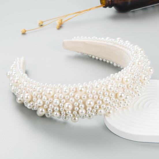 Imitation Pearl Hair Hoop Wide Heightened Headband Flexible Comfortable Fit Hair Hoop Hair Accessory