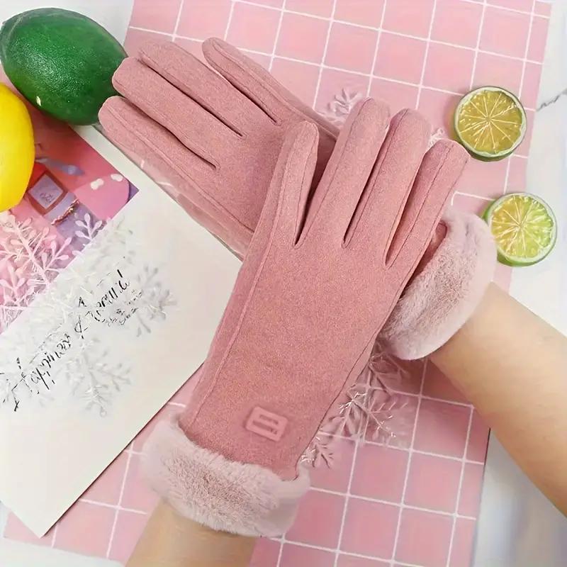 Nye varme helfingerhansker for menn Vinter berøringsskjerm pluss fleecehansker Dame Tykking Ull Strikket Sykkelkjørehansker