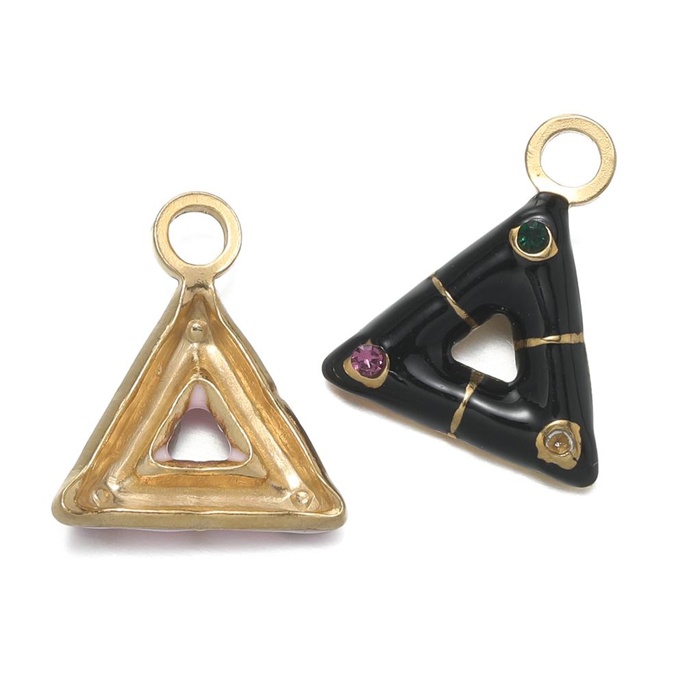 1 pièce/lot Pendentifs Triangle Ovale Cœur d'Amour Multicolores en Acier Inoxydable Pour Bracelet Collier DIY Accessoires de Bijoux
