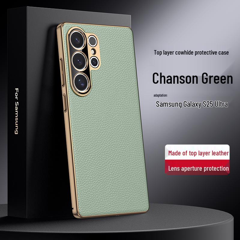 Samsung Galaxy S25/S24 Ultra Genuine Leather Protective Case - Full Coverage, Anti-Drop Business Cover.