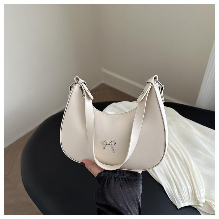 

Trendy Crescent Shoulder Bag PU Leather Hobo Handbags Cute Bow Clutch Bags Y2k Tote Bags Purses Underarm Purse for Women Girls белый