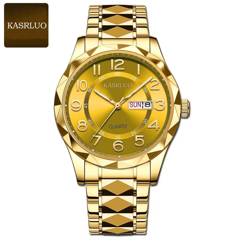 

Kasrluo Middle-Aged Old Man Watch Men S Watch Men S Waterproof Luminous Large Digital Quartz Men S Watch Large Dial золотой