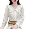 2025 Spring/Summer Versatile Peter Pan Collar Long Sleeve Shirt - Elegant French Style Top for Spring/Autumn
