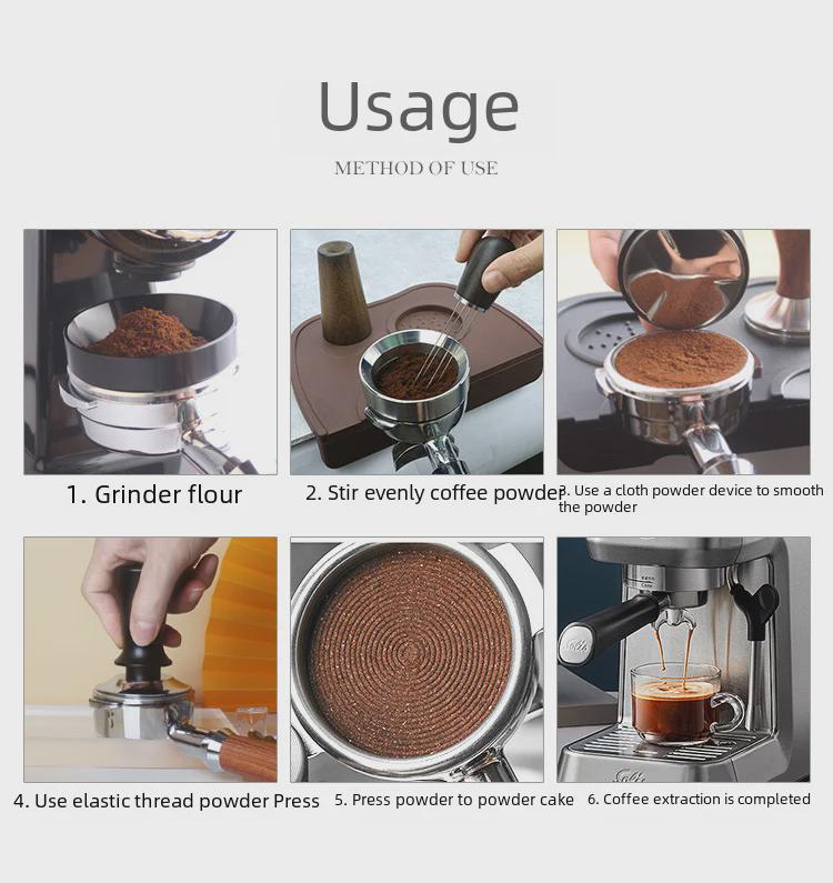 Balanserat elastiskt handtag Kaffe-tamper i rostfritt stål (51/53/58mm)