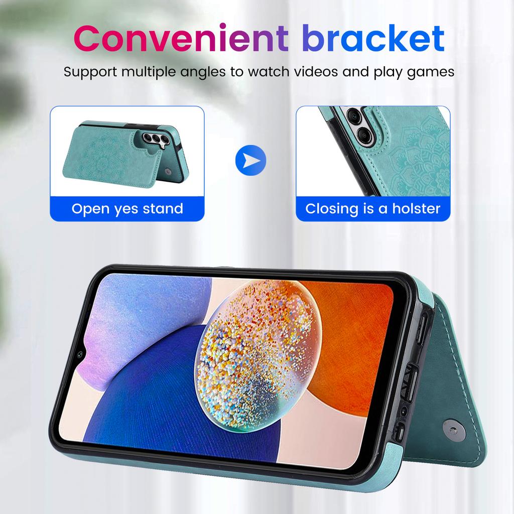 Capa magnética para celular Samsung Galaxy A15 5G com estampa de flor de mandala e compartimentos para cartão