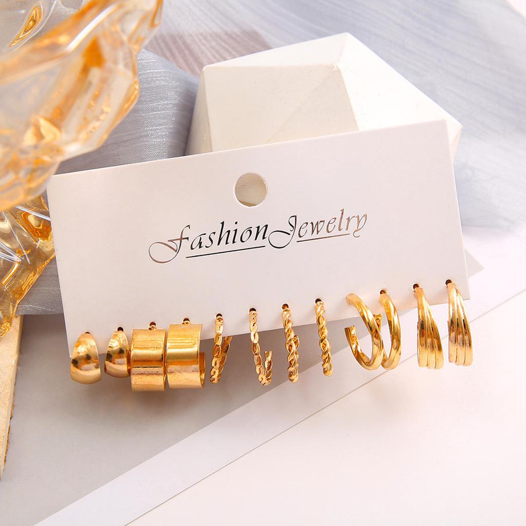 Vintage Hoop Earrings Set Ear Studs Jewelry Stylish Ear Jewelry Pendant Earrings Set Alloy Texture Present for Women