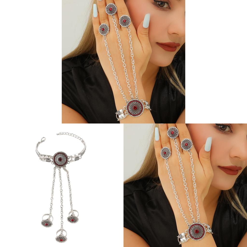 Vintage Geometric Hand Jewelry With Rhinestone Embellishments For Women