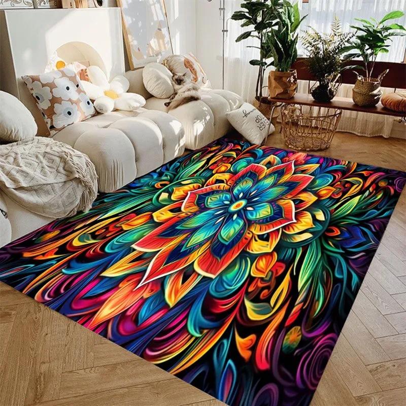 1pc Vibrant Multicolored Spiral Abstract Carpet Perfect for Living Room Bedroom Corridor Modern Flair To Home Rugs for Decor Mat