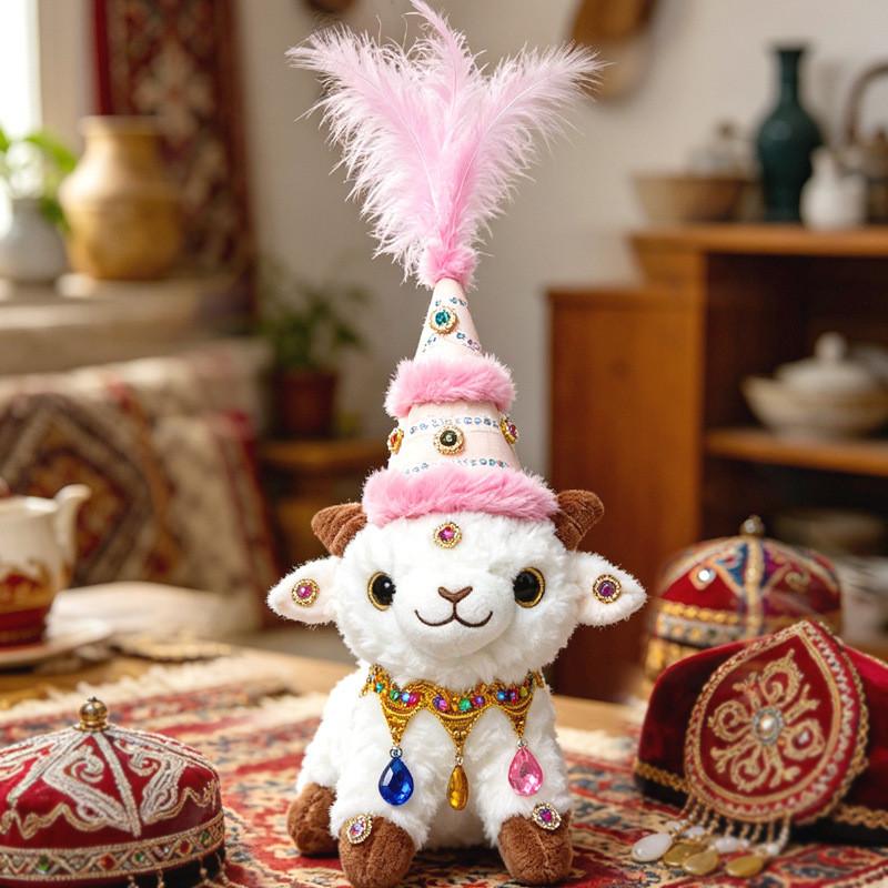 Sheep Plush Toy With Traditional Ethnic Design For Collectors And Giftgiving