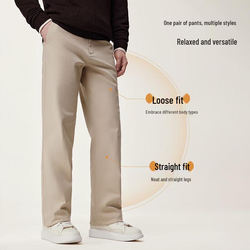 JOEONE Men's Lyocell Blend Loose Straight Casual Trousers