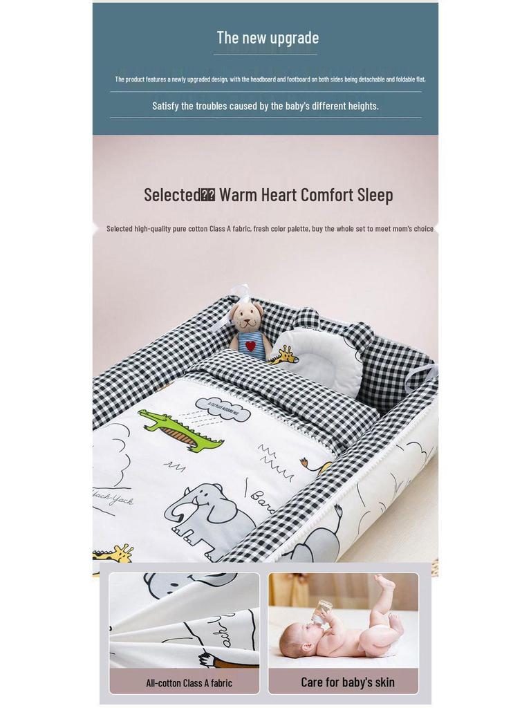 Foldable Portable Baby Crib: Anti-Pressure, Anti-Startle Pure Cotton Sleeping Bed