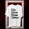 Unisexs Anime T Shirt Funny Design Eat Sleep Repeat Shirt Women Unisex Casual Cotton Printed T Shirts Adult Tops Tee Ropa Hombre